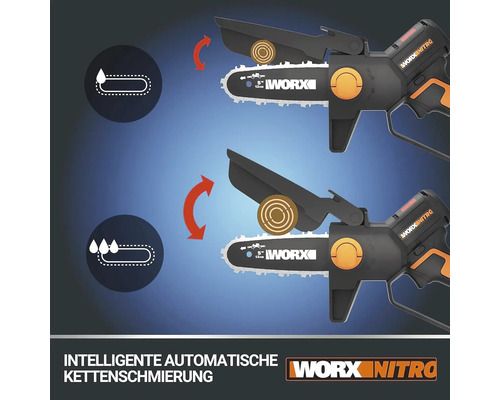 WORX NITRO WG325E.9 20V snoerloze snoeizaag/minikettingzaag/boomsnoeier + GRATIS bonusartikel: 20V accu WA3644 (4,0Ah)