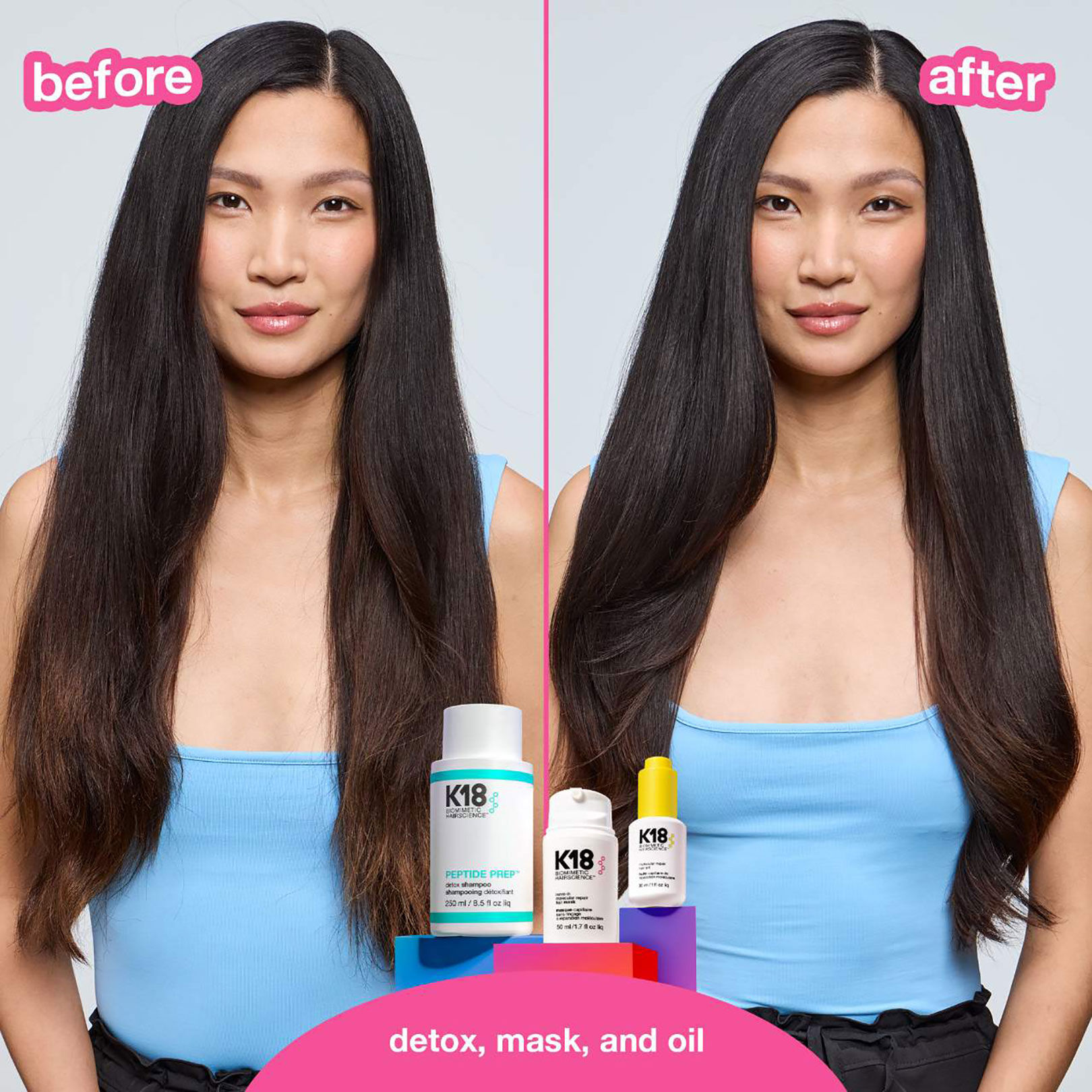 Routine cheveux détoxifiés + réparés