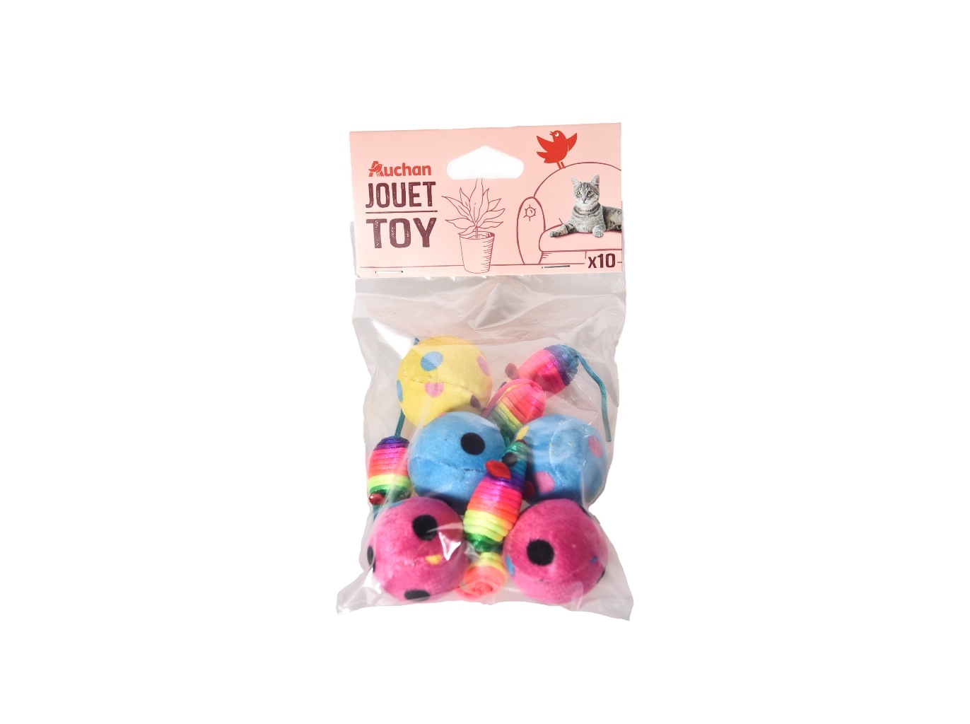 CONJUNTO DE 10 BRINQUEDOS AUCHAN 5 RATINHOS 5 BOLAS