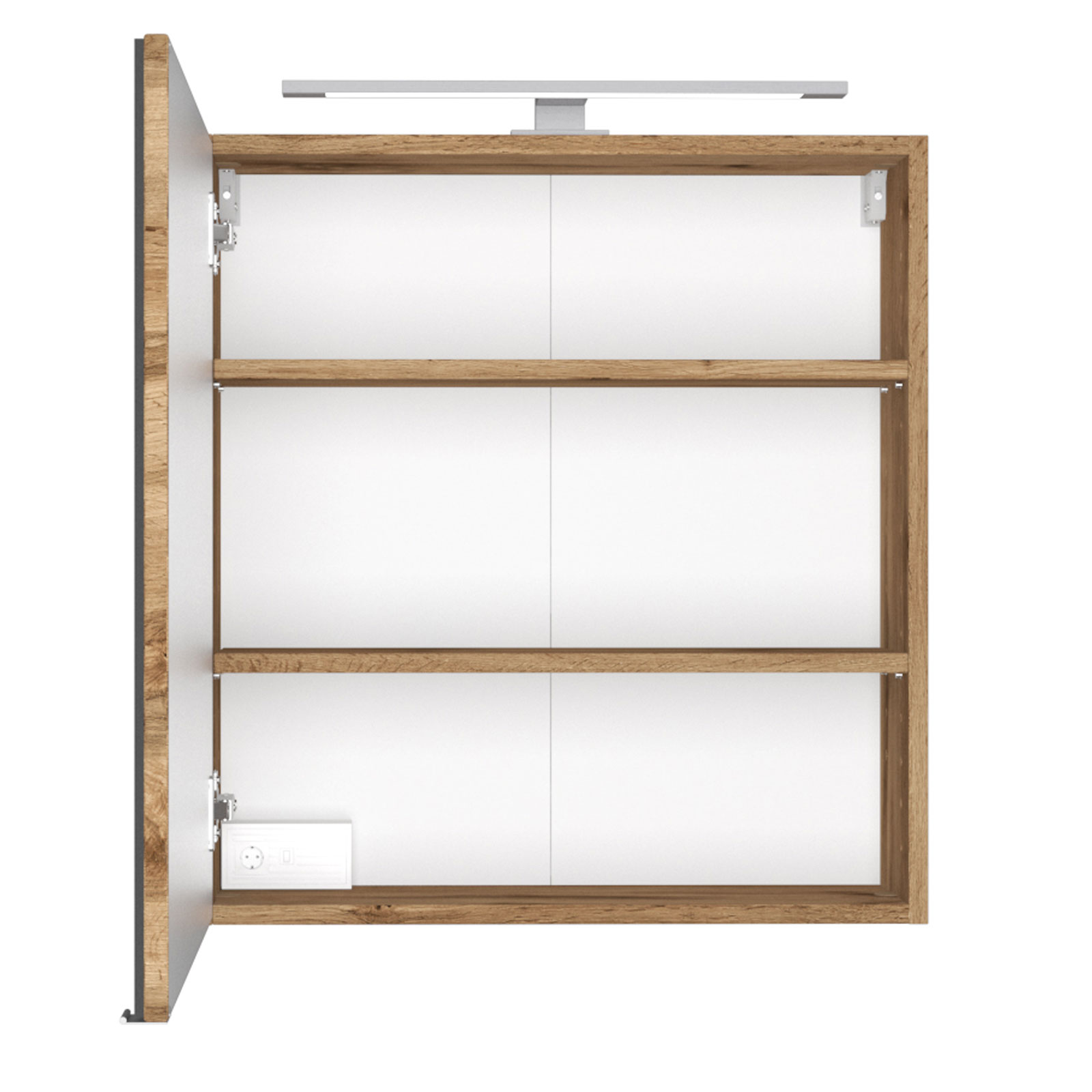 3-teiliges Badmöbel-SetDAVOS - Wotaneiche - 90 cm breit - Becken links