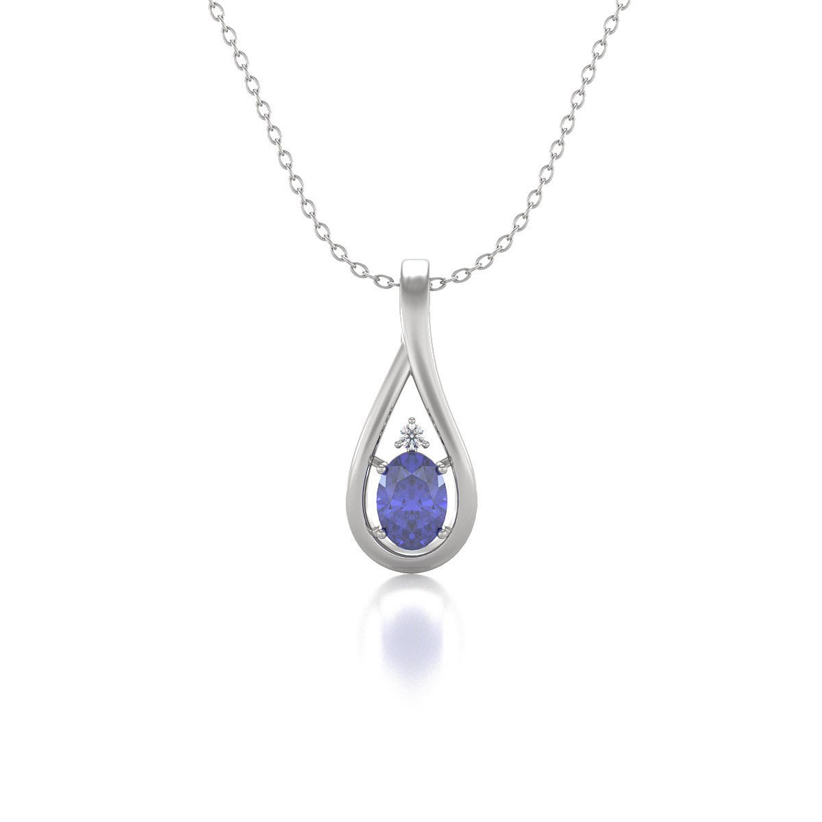 Collier Pendentif Or Blanc 750 Tanzanite et Diamants - Bijou de Luxe | Aden