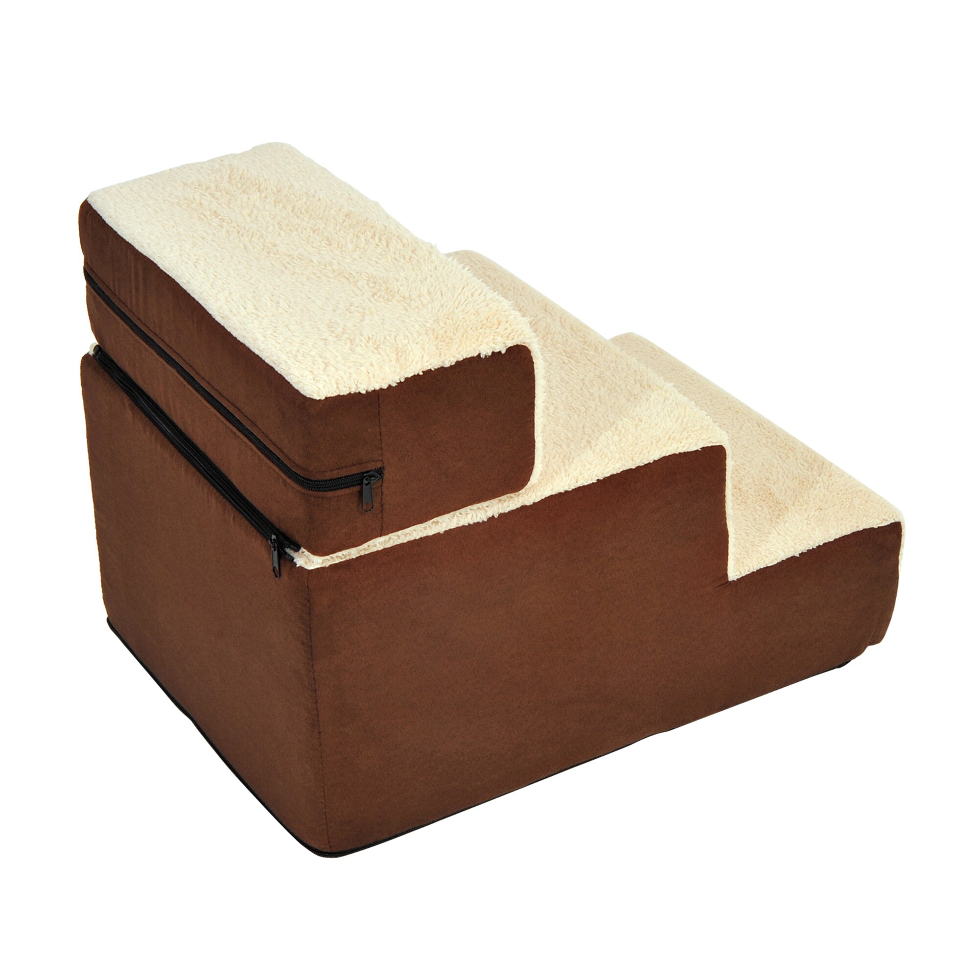 PawHut Hundetreppe mit Plüsch beige 54 x 40 x 39 cm (LxBxH)