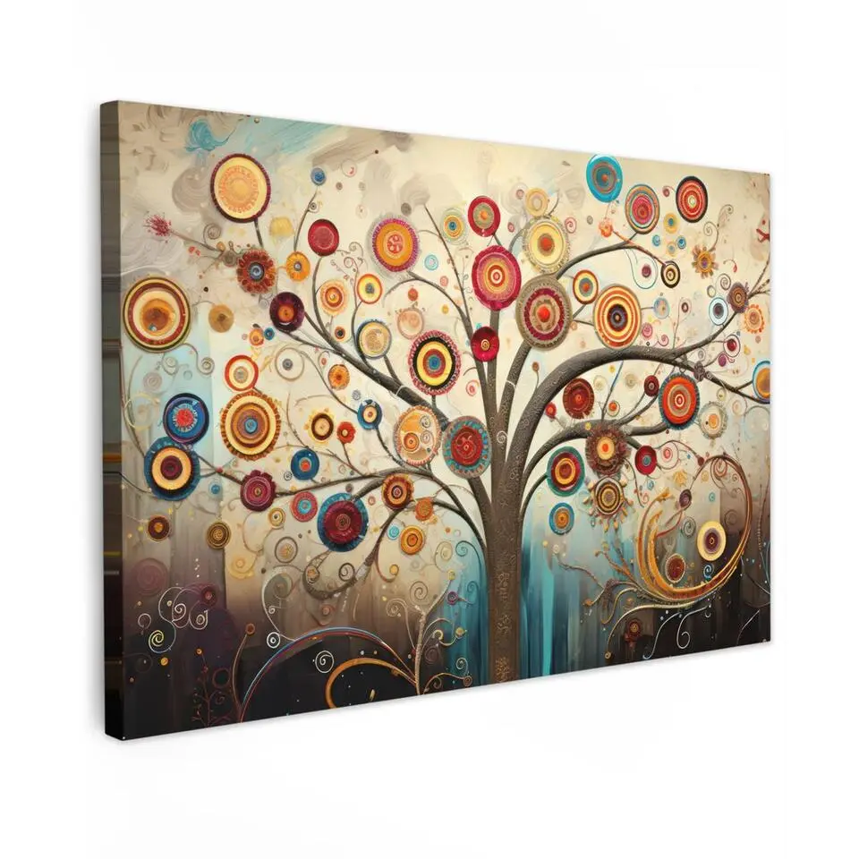 MuchoWow Canvas Schilderij 60x40cm Boom Tree of life Kleur