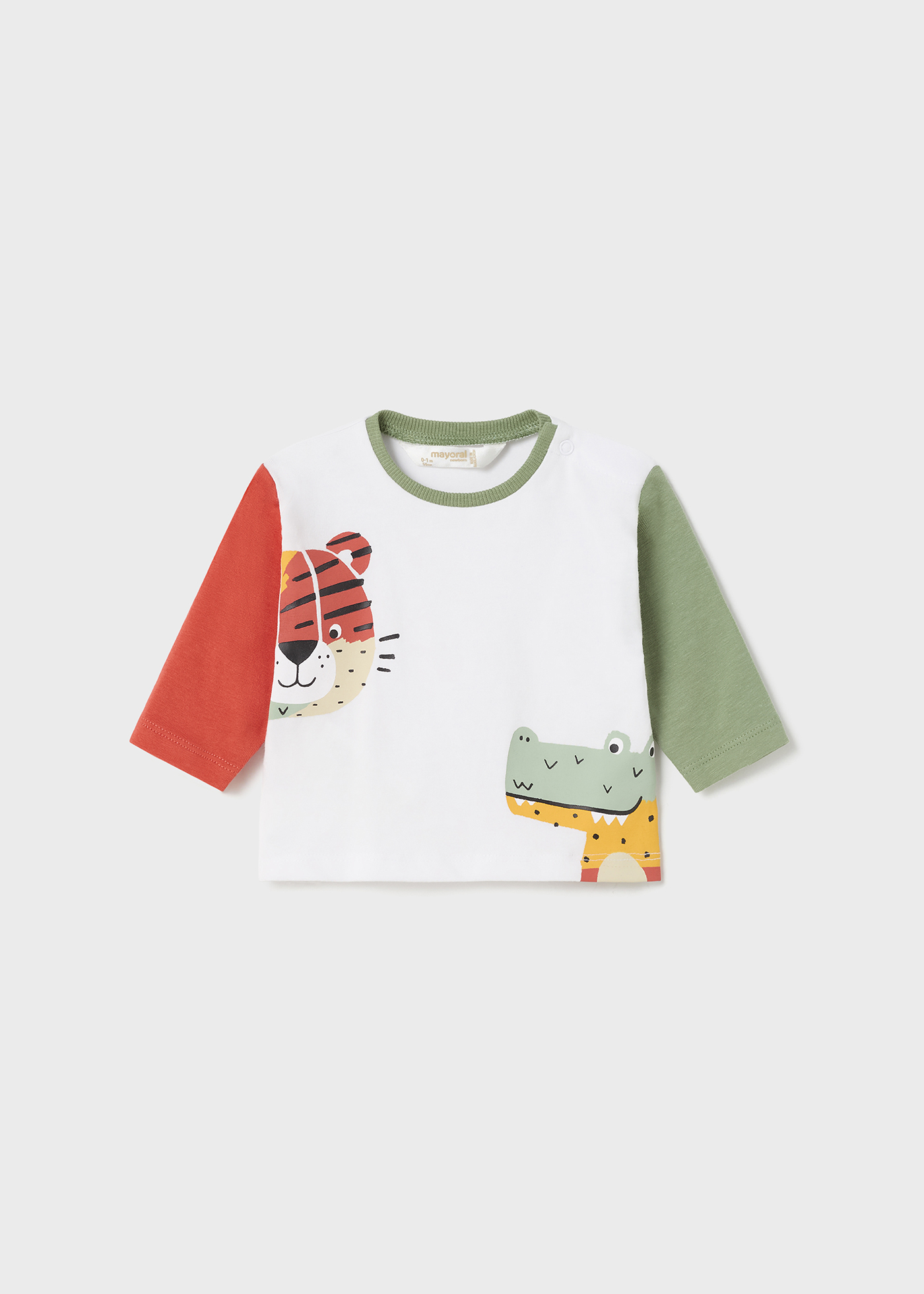 Conjunto de 2 camisetas de algodão de manga comprida para recém-nascidos.