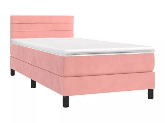 Sommier tapissier avec matelas et LED Rose 90x190 cm Velours