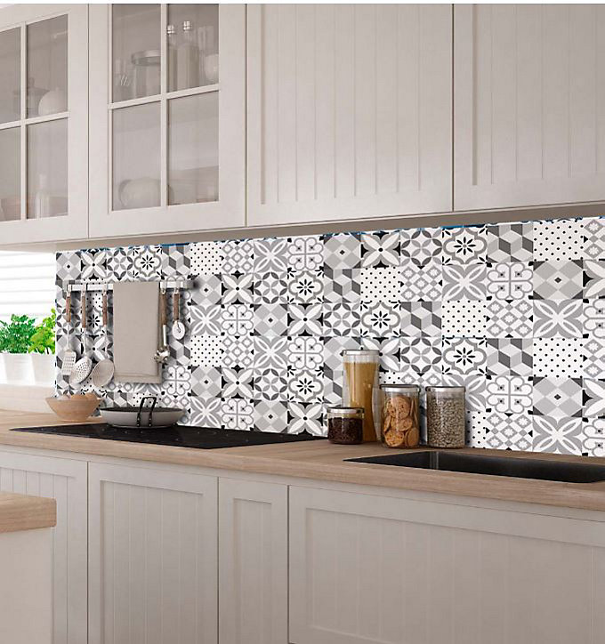 8 carreaux adhésifs motif Marrakech bris L.10 x H.10 x l.0,4cm