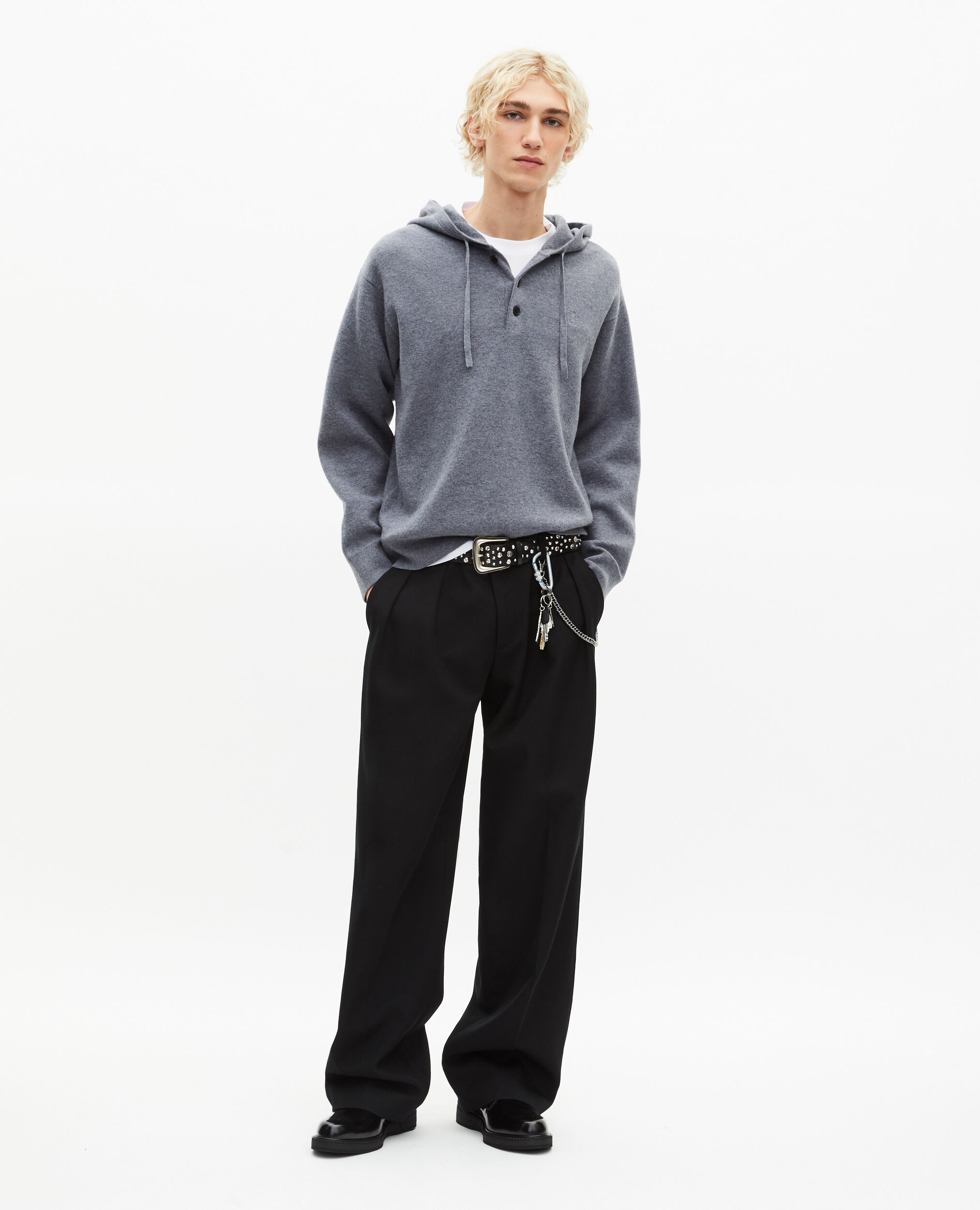 Pull à capuche gris