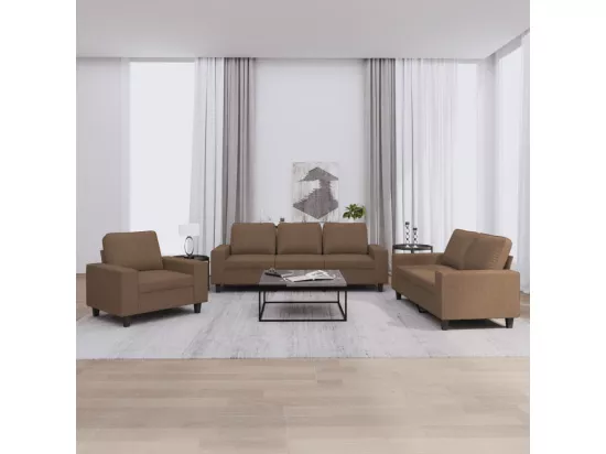 Ensemble de canapés 3 pièces marron tissu