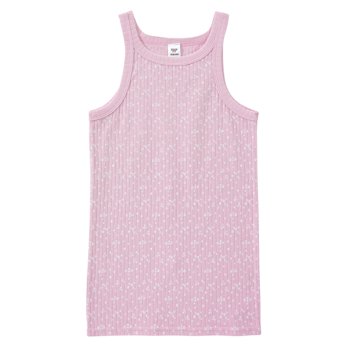 Yigga 2 Mädchen Unterhemden mit Blümchen-Print rosa / hellgrün