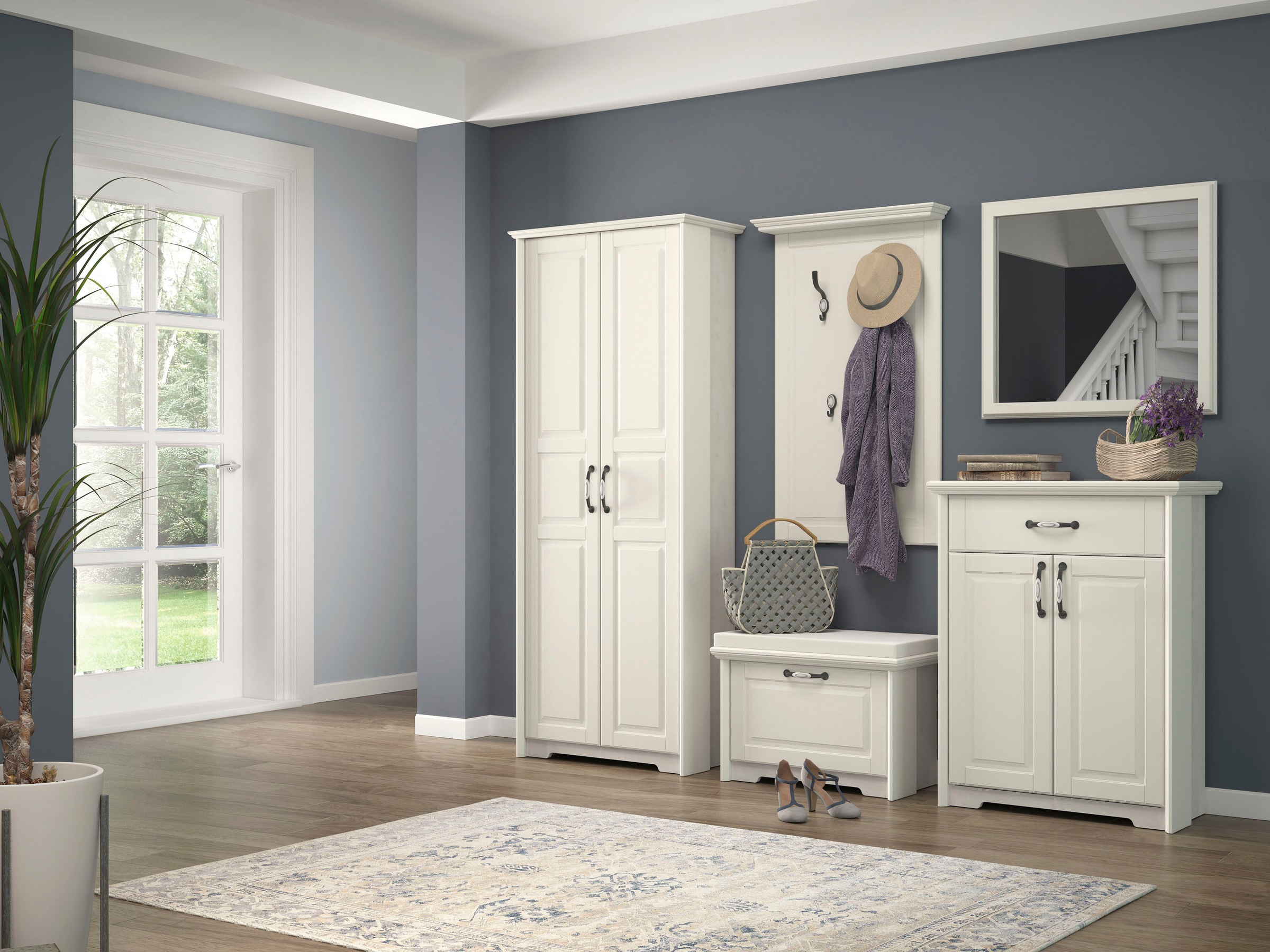 Home affaire Garderobenschrank »Evergreen« (H/B/T): 191/77,7/38,5cm,  UV lackiert, mit Soft-Close-Funktion und ausziehbarer Kleiderstange