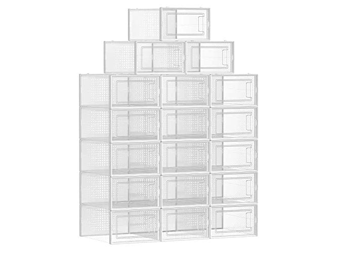 Songmics Schuhschrank stapelbar 18-er Set, Transparent Schuhboxen