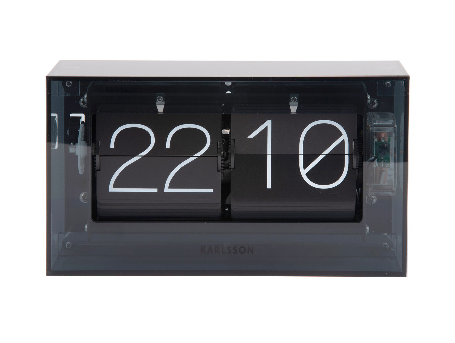 Table clock Boxed Flip acrylic black