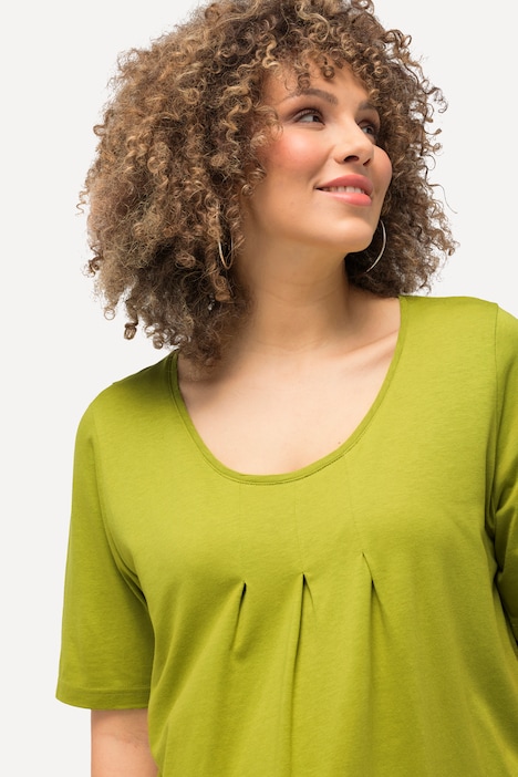 T-Shirt, Zierfalten, A-Linie, Rundhals, Halbarm, Modal