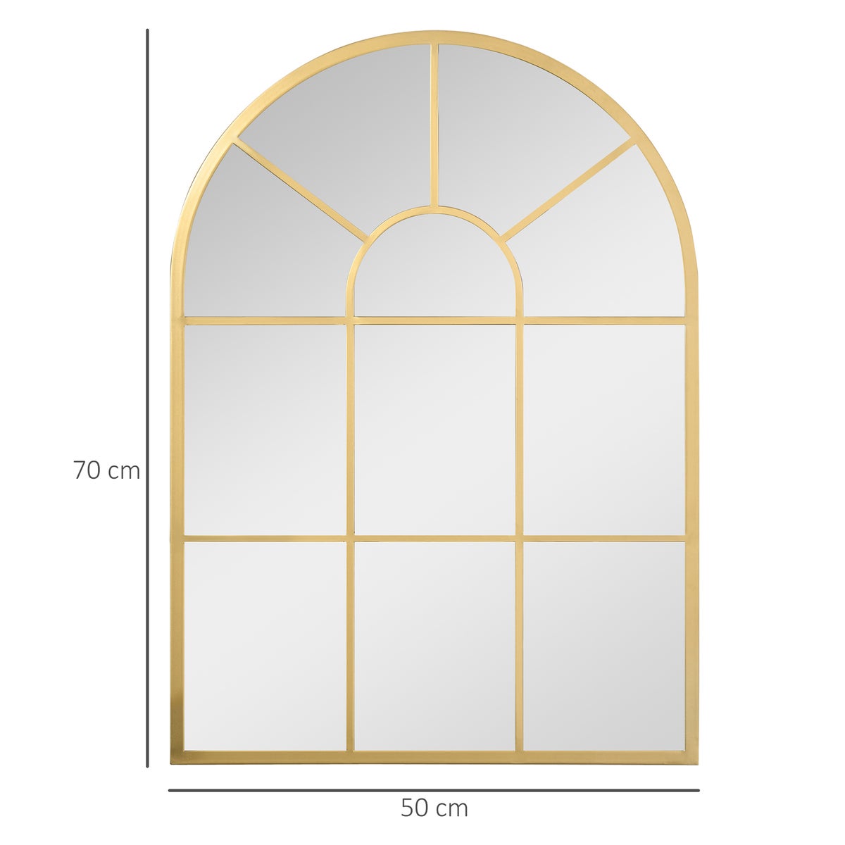 HOMCOM Wandspiegel Raamspiegel 70 x 50 cm Halspiegel met metalen frame Hangende spiegel Decoratieve spiegel Spiegel op ware grootte voor woonkamer Slaapkamer Goud