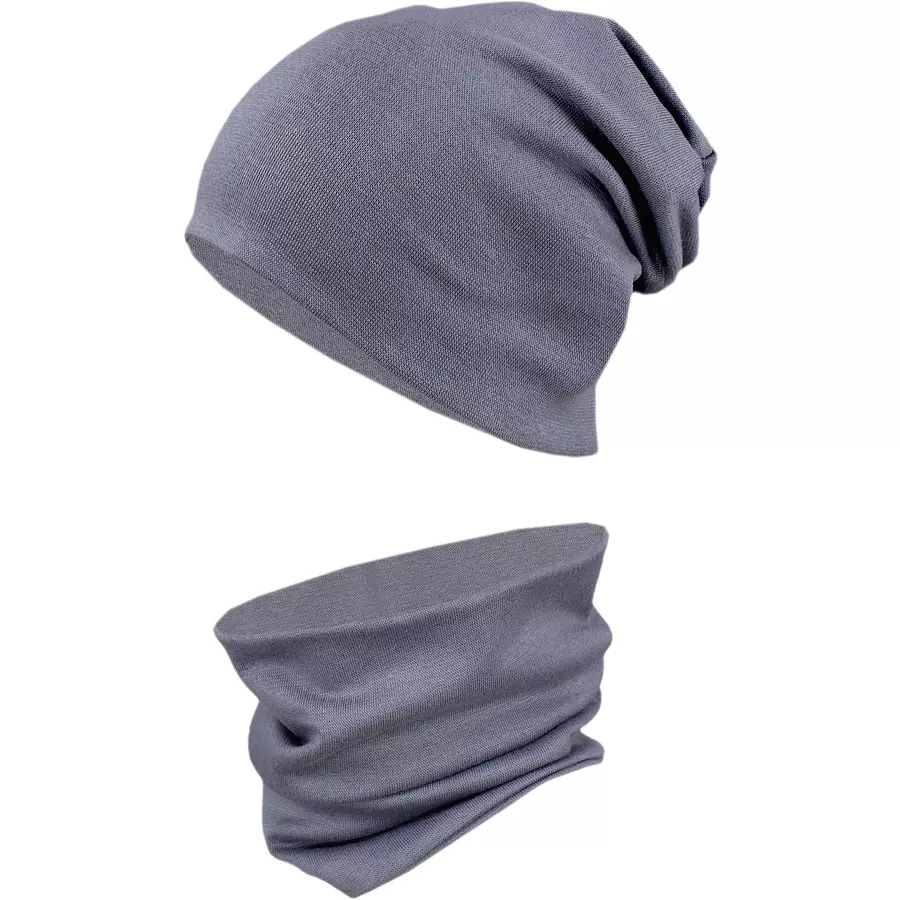 TupTam Unisex Kinder Beanie Mütze Schlauchschal Set dunkelgrau