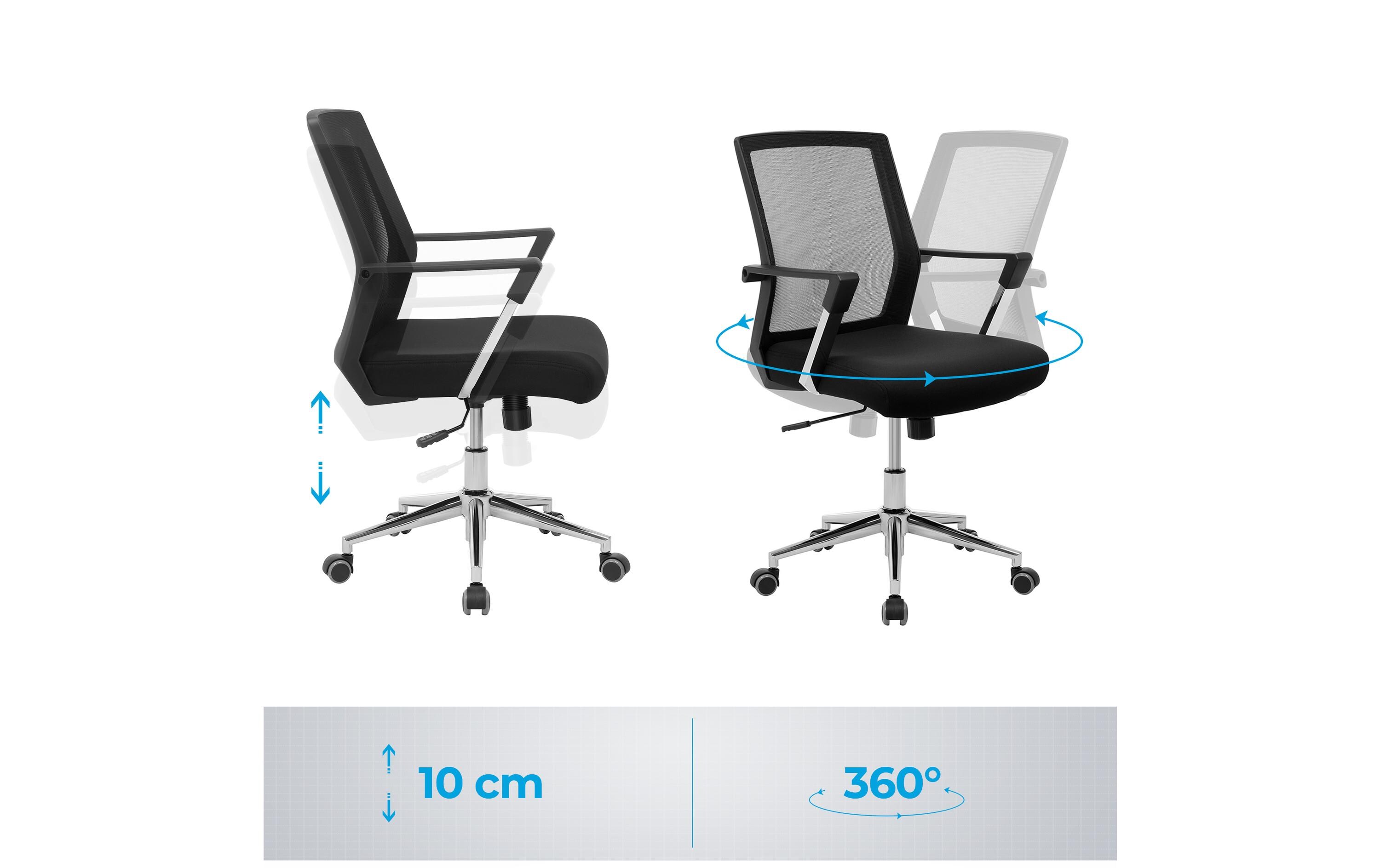 Bürostuhl mit Netzrücken und Armlehnen, SchwarzBequemer und ergonomischer Schreibtischstuhl