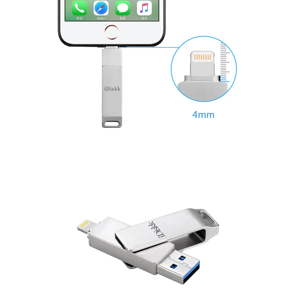 (MFi) 128GB Flash Drive HighSpeed USB Stick Lightning   USB A (USB 3.0) - Silber
