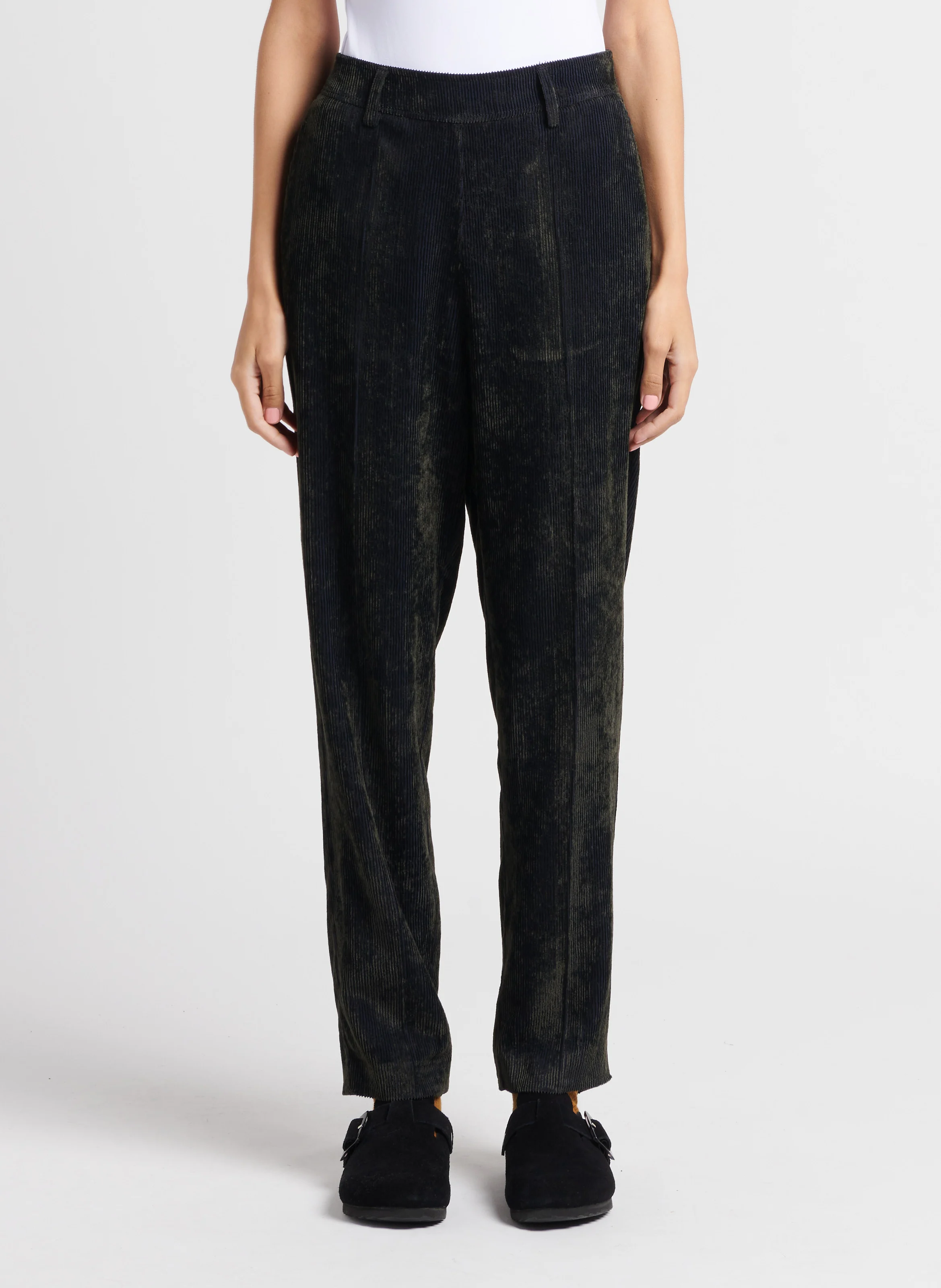 VISCHIO - Pantalon carotte en velours côtelé| Gris