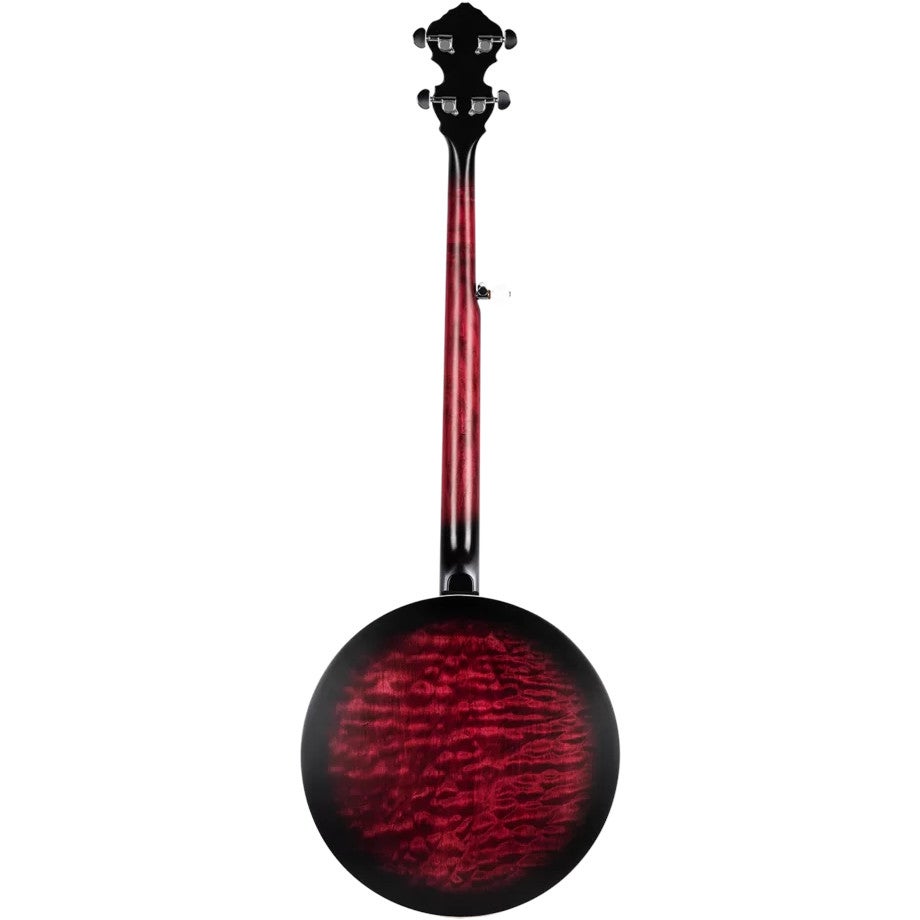Ortega Falcon Series 5-string Banjo Transparent Fire Red elektrisch-akoestische banjo met gigbag