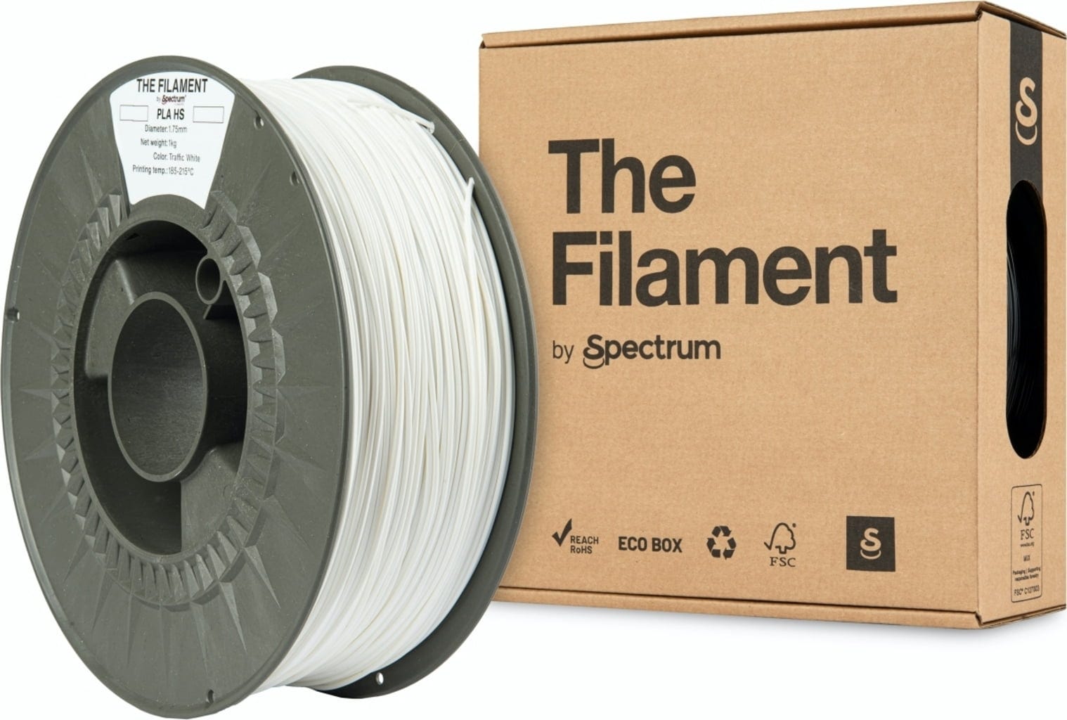 The Filament  PLA HS Traffic White, 1,75 mm / 1000 g    Kosteneffizientes PLA für hohe Geschwindigkeiten in Traffic White