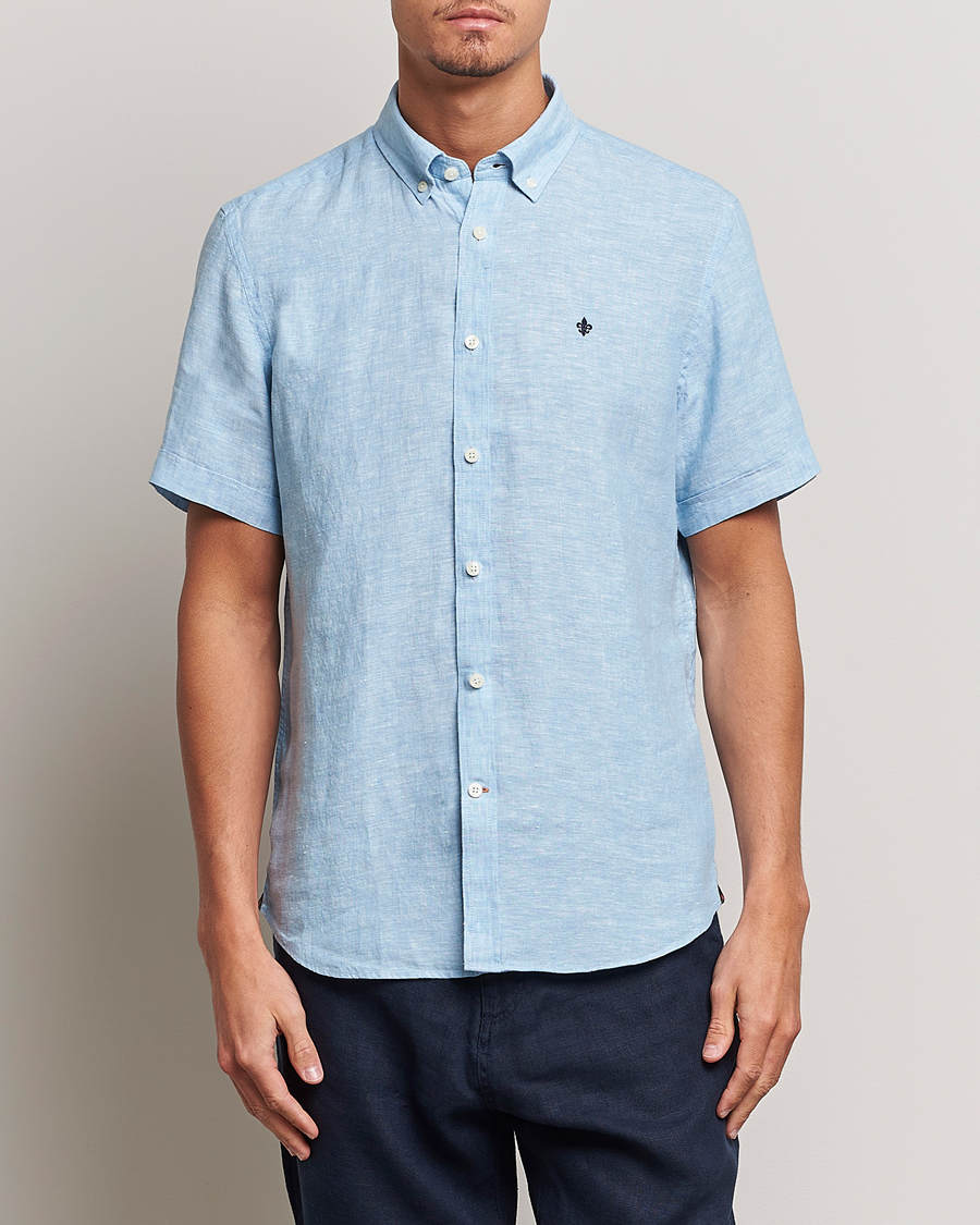 Morris Douglas Short Sleeve Linen Shirt Light Blue