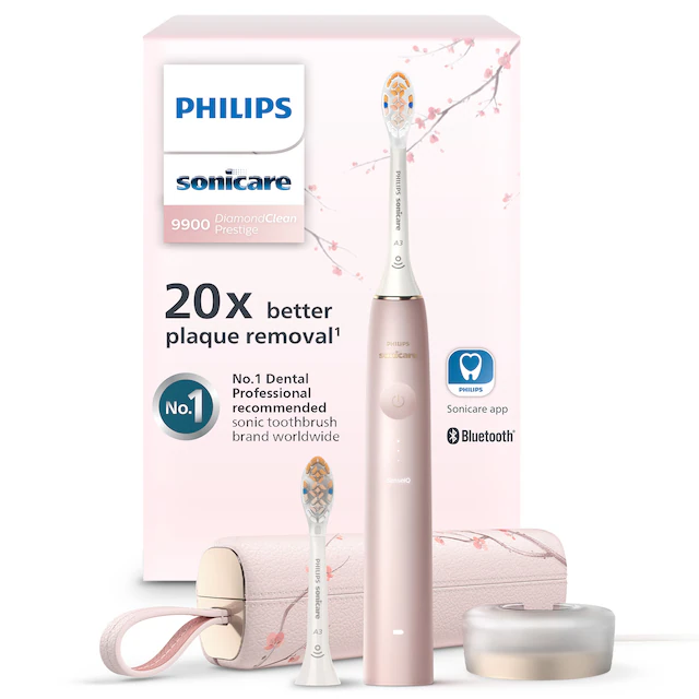 Philips Sonicare Elektrische Zahnbürste »DiamondClean Prestige 9900 HX9992« 2 Stk. Aufsteckbürsten mit integriertem Drucksensor, 5 Putzprogramme, inkl. Ladeetui