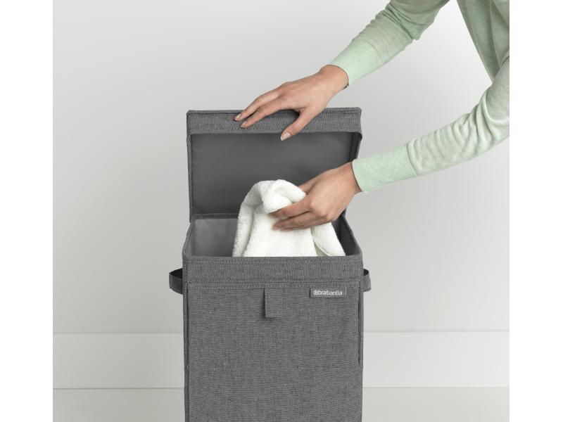 Brabantia Wäschesammler stapelbar, 35 Liter, Schwarz Stapelbarer Wäschekorb
