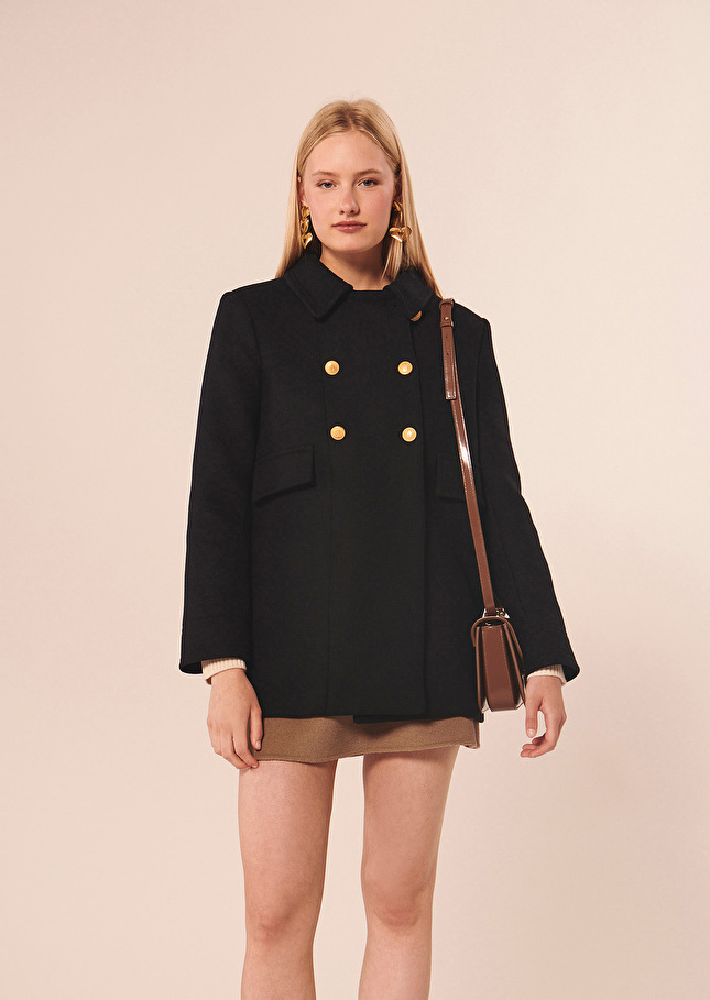 Manteau Marcbleu nuit en drap caban