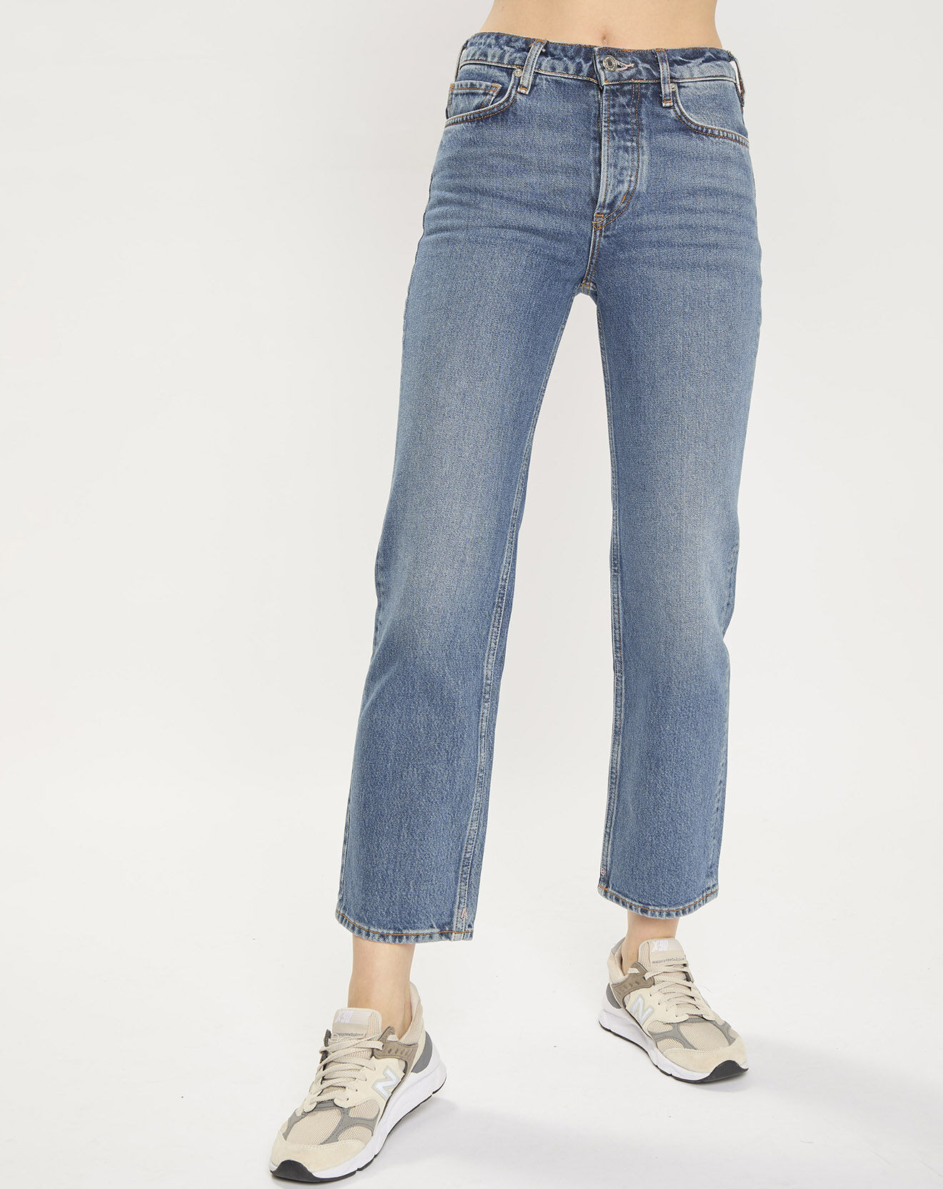 Scotch & Soda Jean Taille haute Droit The Sky bleu moyen