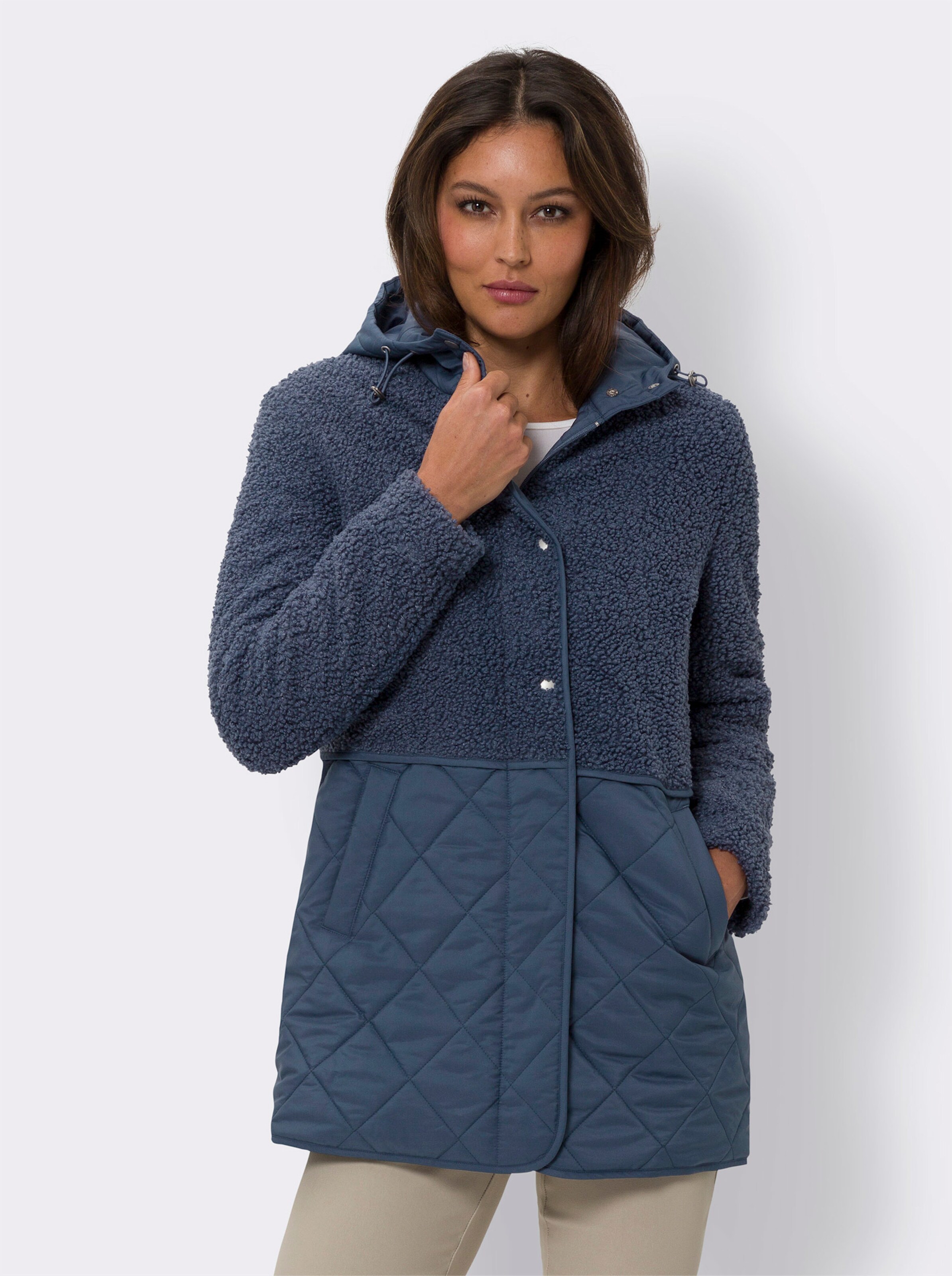 Jacke aus Teddyfleece und Stepp