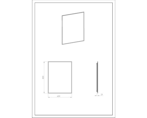 Jungborn LED-spiegel met lijst, vierkant, BxHxD, 60x80x2,7 cm, zwart
