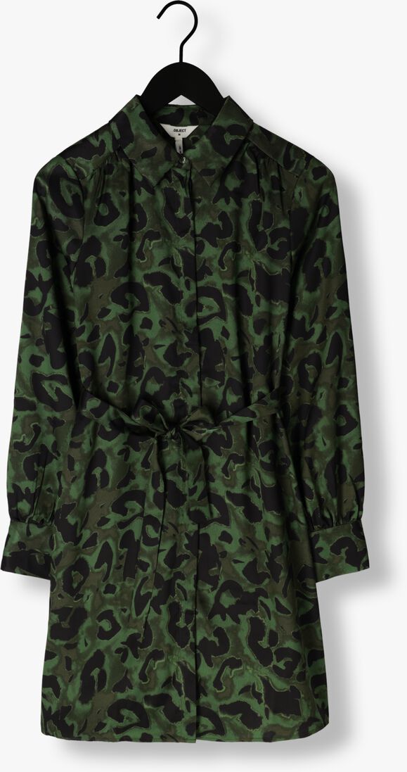 OBJECT donkergroene object mini jurk objsarah l/s shirt dress