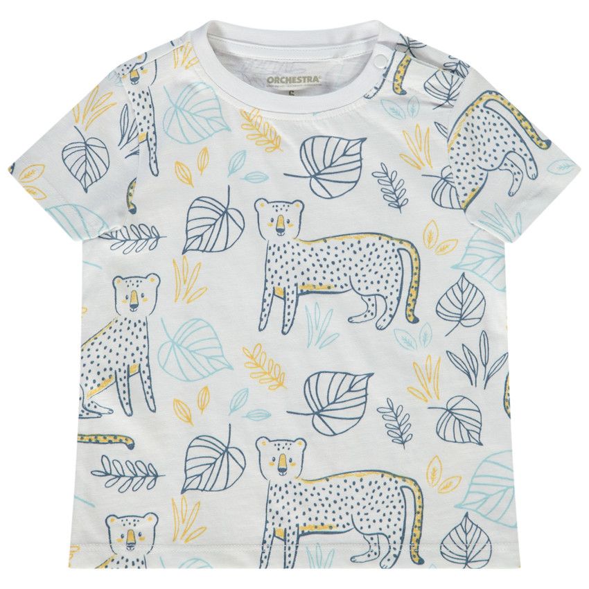 T-shirt manches courtes imprimé félins pour bébé garçon - Blanc