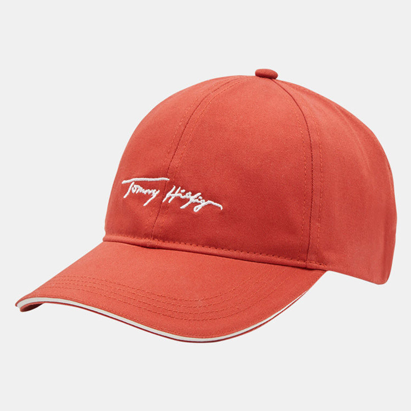 Tommy Hilfiger Casquette en Toile de Coton bio à logo brodé rouge rouille