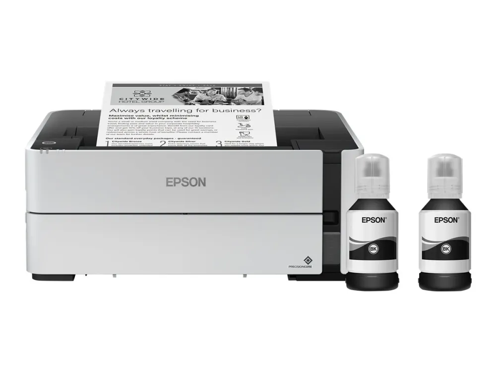 Epson EcoTank M1170 - Printer - S/H - Duplex - blækprinter - kan genopfyldes - A4/Legal - 1200 x 2400 dpi - op til 20 spm - kapacitet: 250 ark - USB 2.0, Gigabit LAN, Wi-Fi(n) - hvid