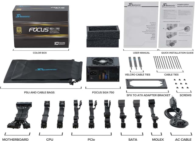 Seasonic FOCUS SGX-750 (2021) enhed til strømforsyning 750 W 20+4 pin ATX SFX Sort