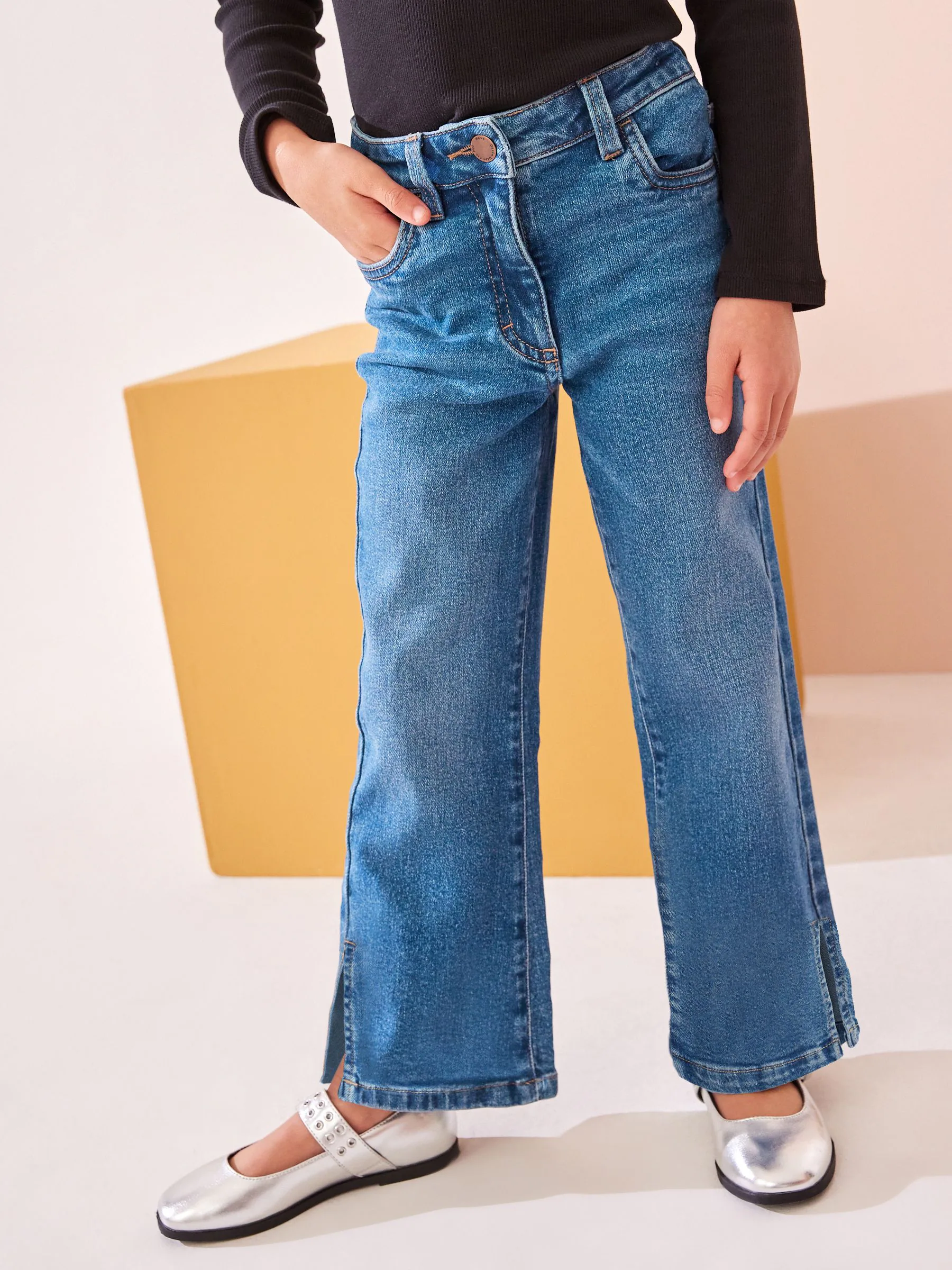 Middenblauw denim - Flare jeans (3-16 jr)