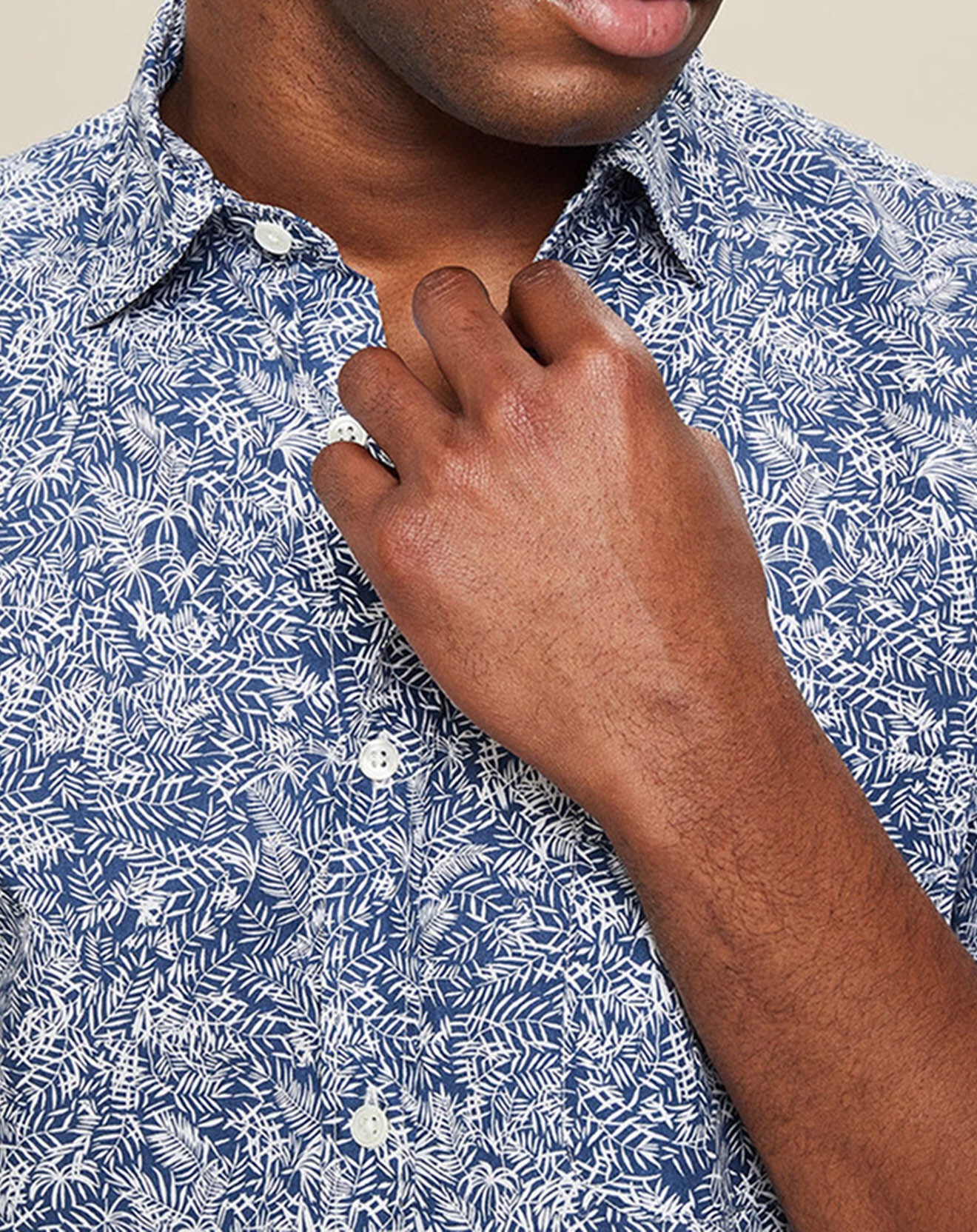 Hartford Chemise slim Storm palmiers bleu/blanc