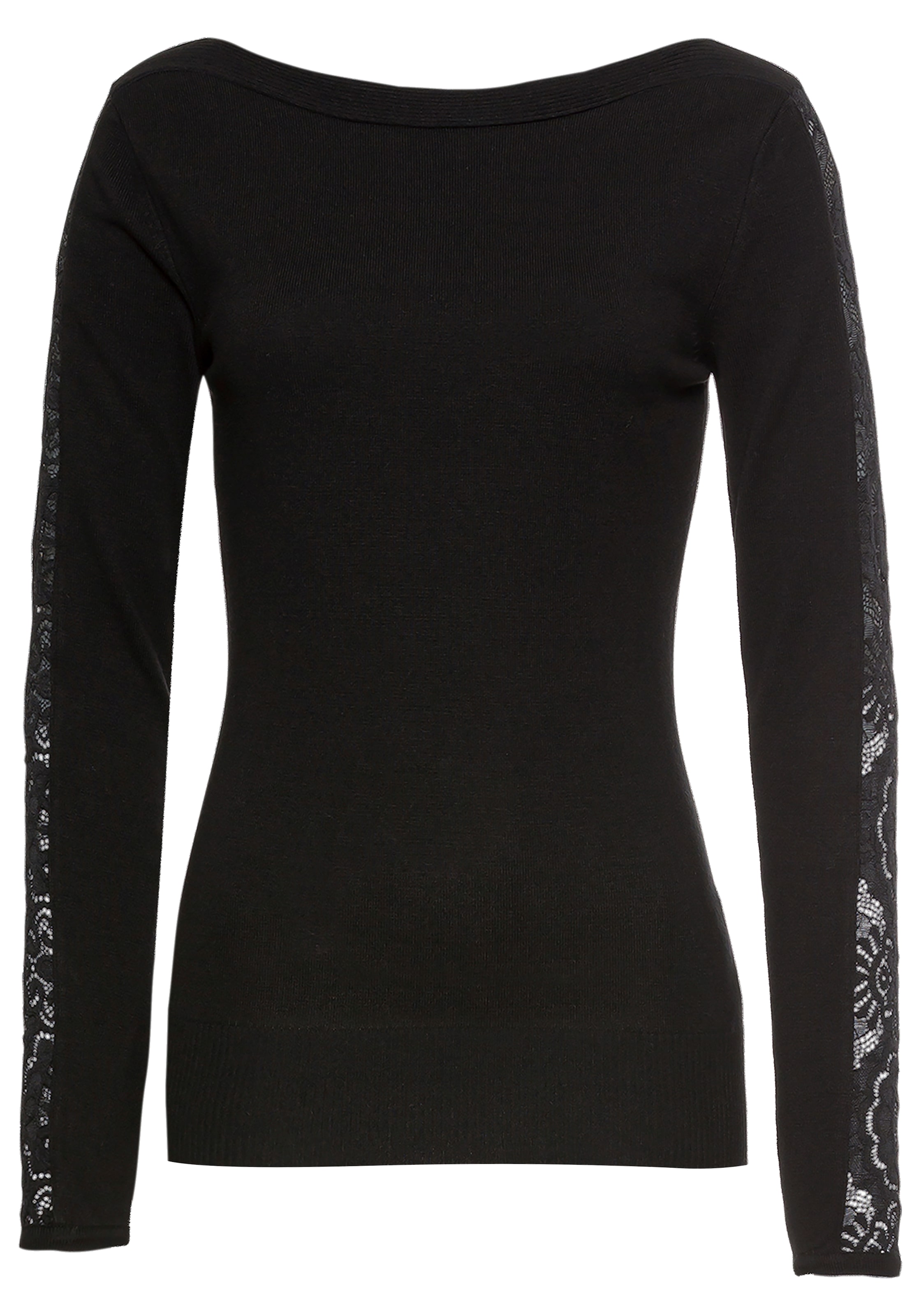 Melrose Strickpullover , mit U-Boot Ausschnitt und Spitzenärmeln