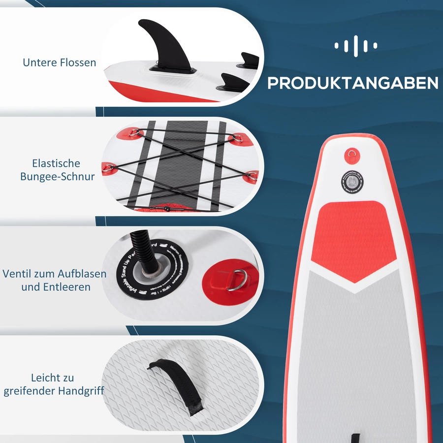 Outsunny Paddleboard mit rutschfester Belag weiß