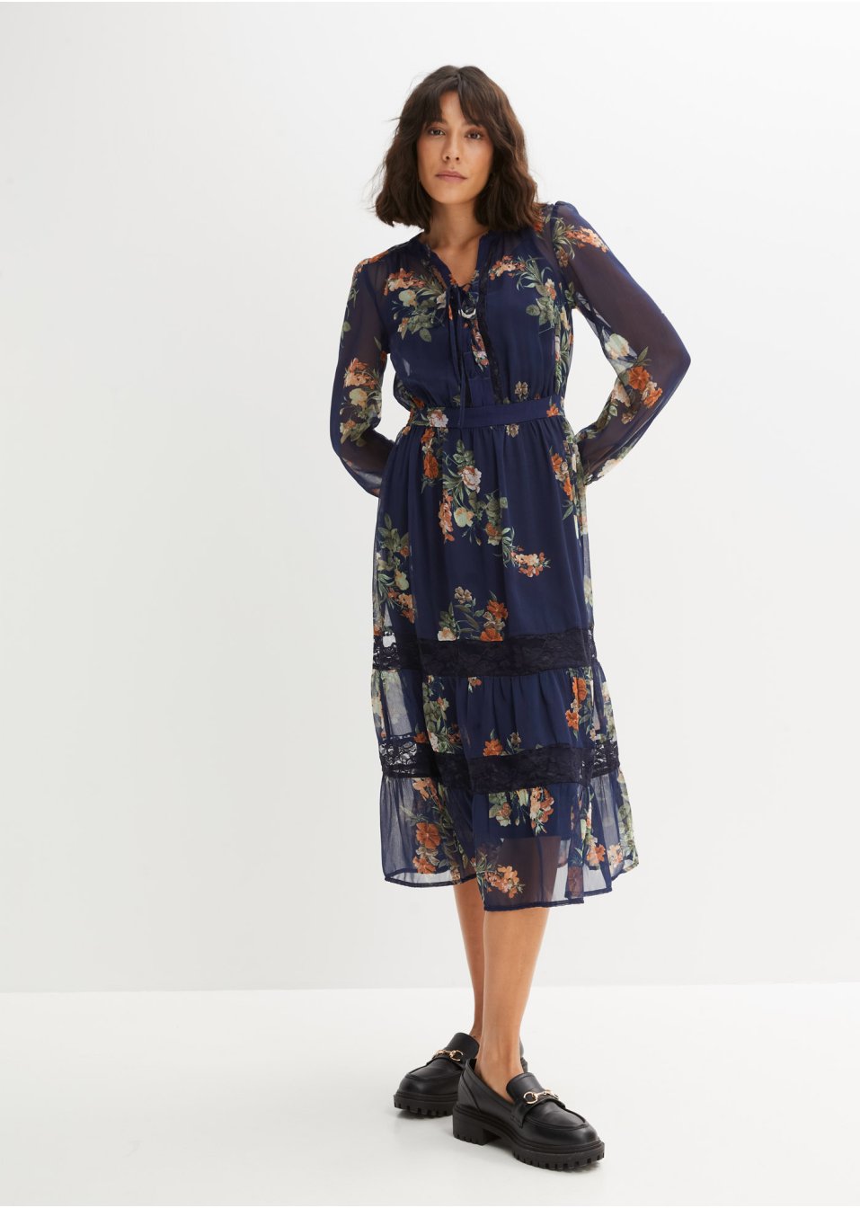 Robe midi imprimée en polyester recyclé