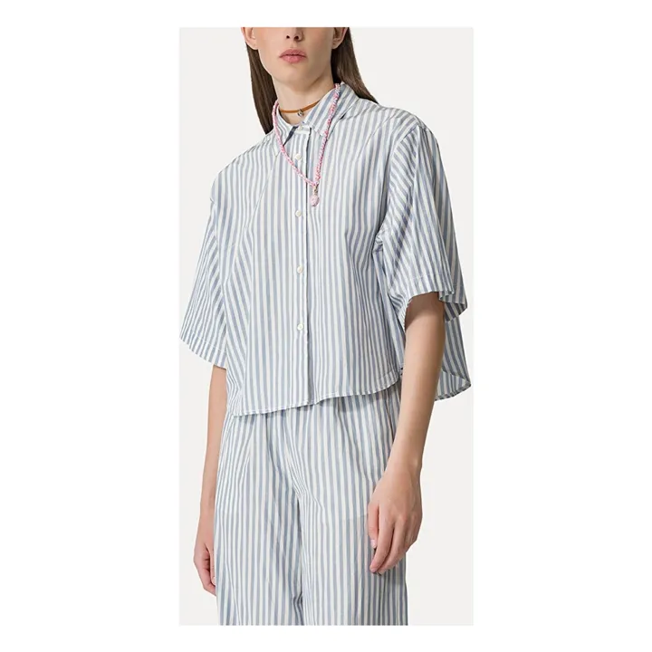 Forte Forte Chemise Boxy Rayures Taffetas | Bleu ciel