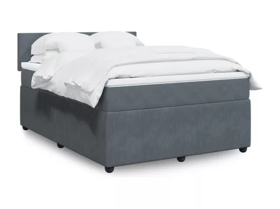 Sommier à lattes de lit et matelas Gris foncé 140x190cm Velours