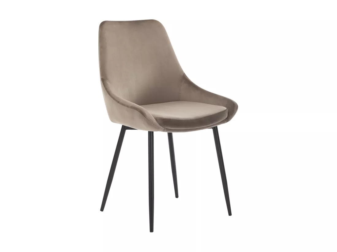 Lot de 6 chaises - Velours et métal noir - Taupe - MASURIE
