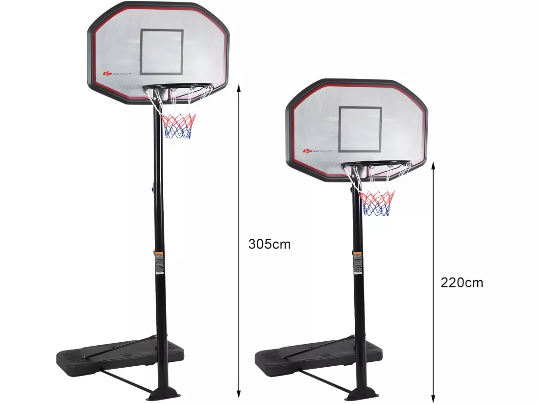 Panier de basket-ball sur pied 97x65x360cm hauteur réglable