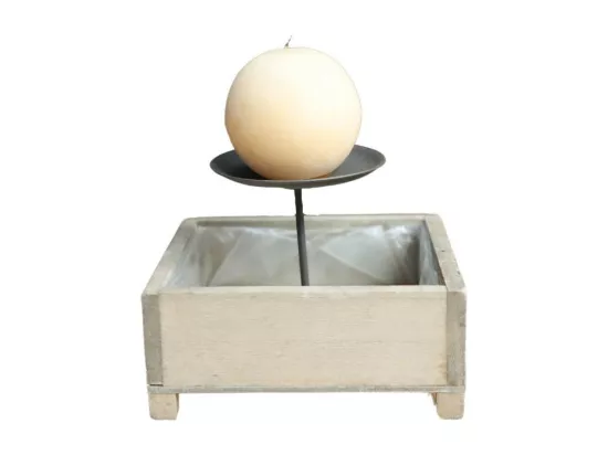 Bougeoir carré et son support pour bougie en métal 13 x 13 x 11 cm