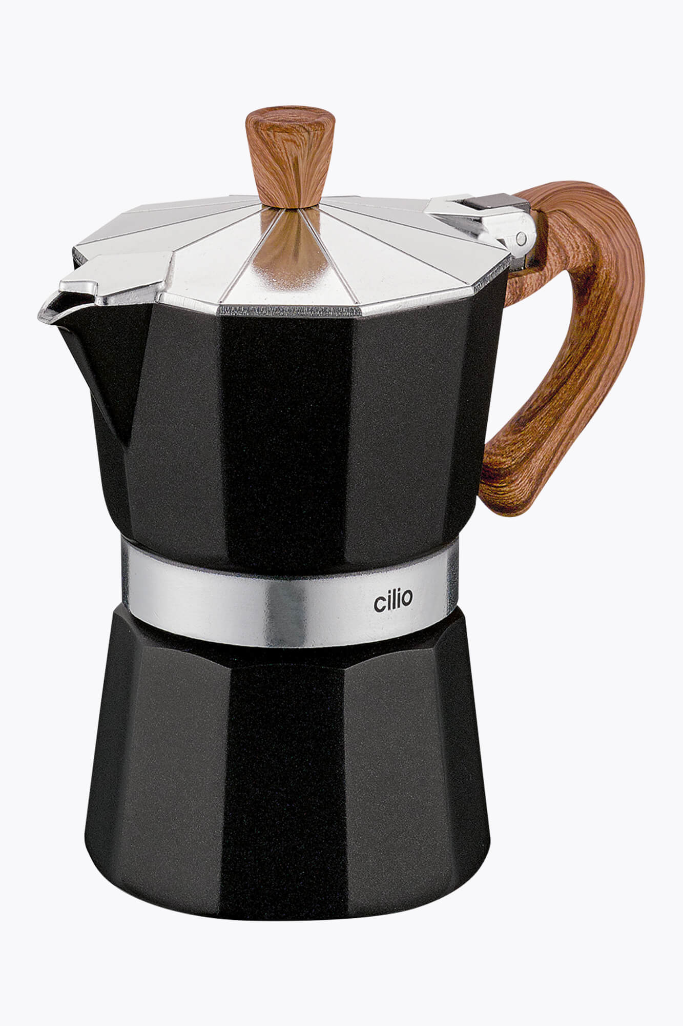 cilio Espressokocher Classico Natura 3 Tassen, Aluminiumschwarz