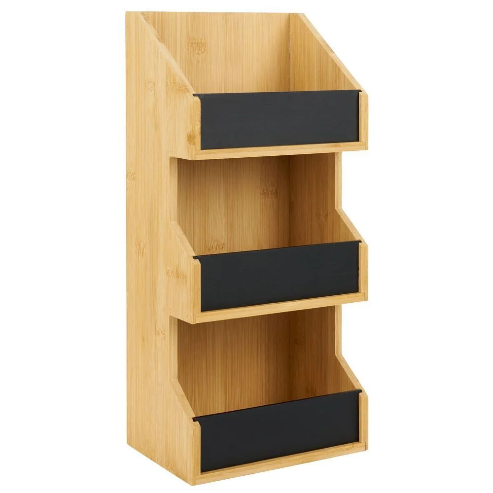 Étagère 3 niveaux bambou naturel 40x18xH13cm