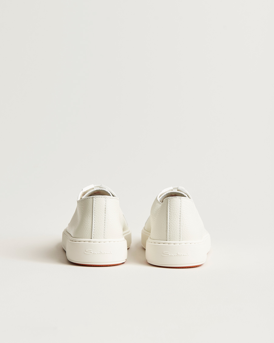 Santoni Low Top Grain Leather Sneaker White Calf