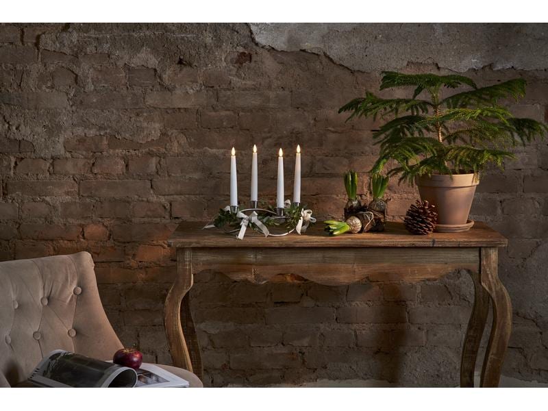 Star Trading LED-Stabkerzen Set Dinner Flamme Ø 2.1 x 20 cm LED Kerzen mit Fernbedienung